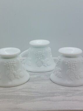 3 Vintage Indiana White Milk Glass Colony Harvest Cups